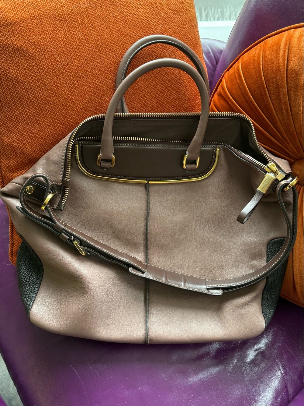 Tod's Italian Leather Doctor’s Bag Tote with Gold Hardware